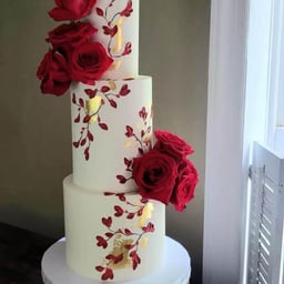 Image du produit Élégant Gâteau de Célébration à Deux Étages avec Accents Roses et Or