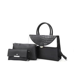 Image du produit Ensemble Élégannt de 3 Sacs à Main Femme en Similicuir Noir & Blanc