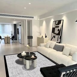 Image du produit Tapis Glamour Incandescent, 200 x 300 cm, Motif Abstrait Noir et Blanc