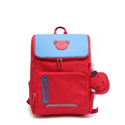 Image du produit Sac à dos enfant rouge et bleu mignon avec breloque d'ours