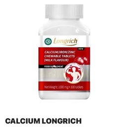 Image du produit Longrich Comprimés à Croquer Calcium, Fer et Zinc (Goût Lait) - 100 Comprimés