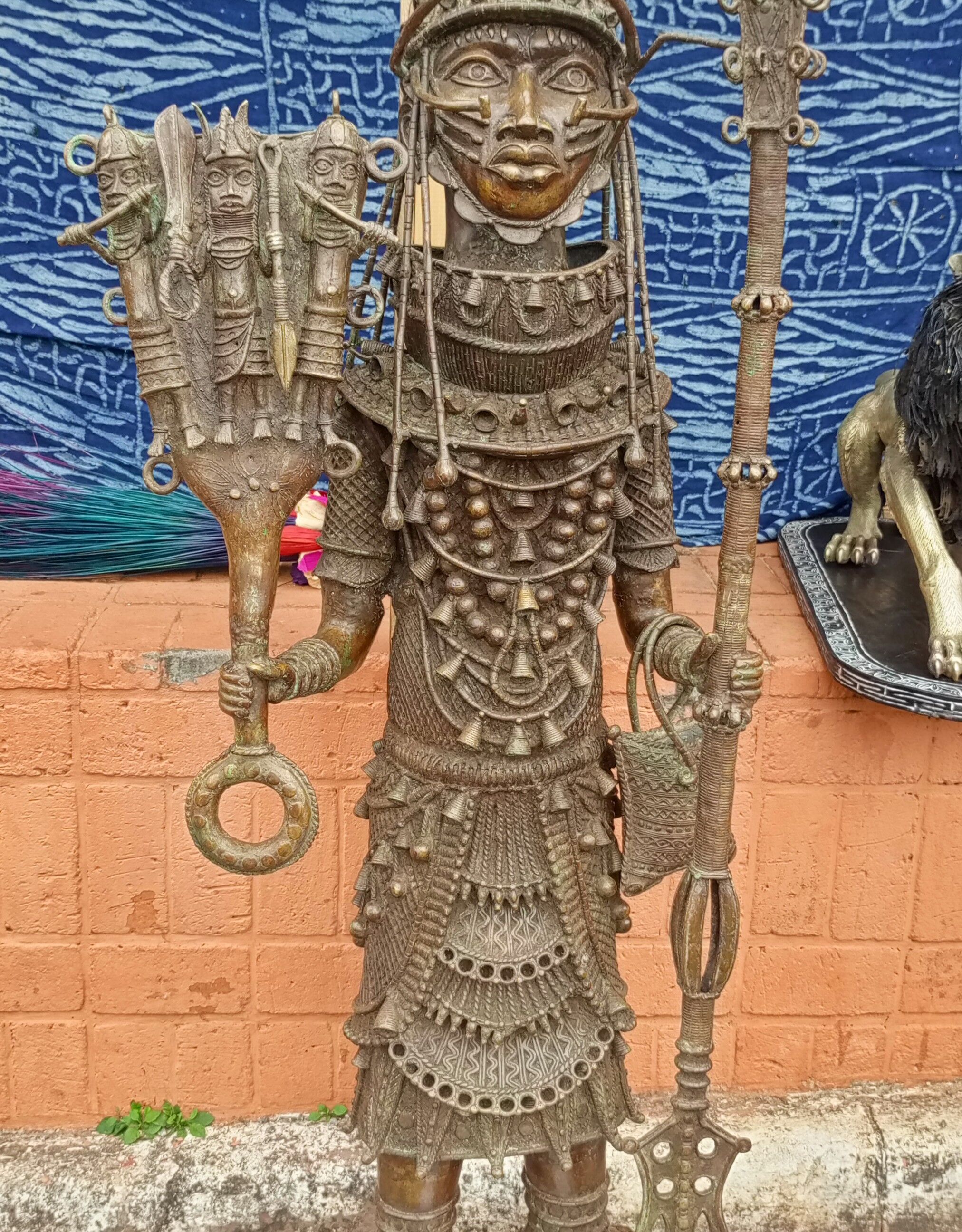 Benin Nigeria bronze statue,