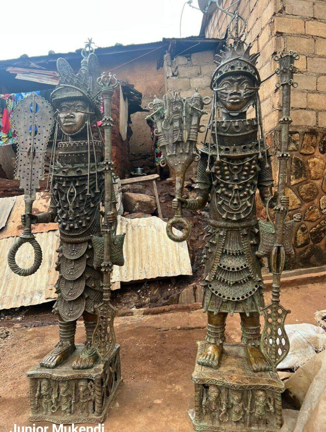 Benin Nigeria bronze statue,