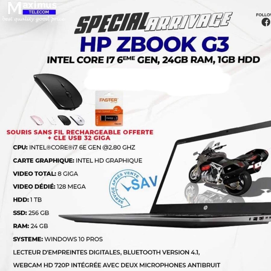 HP ZBOOK G3 (Intel CORE I7 6eme Génération)