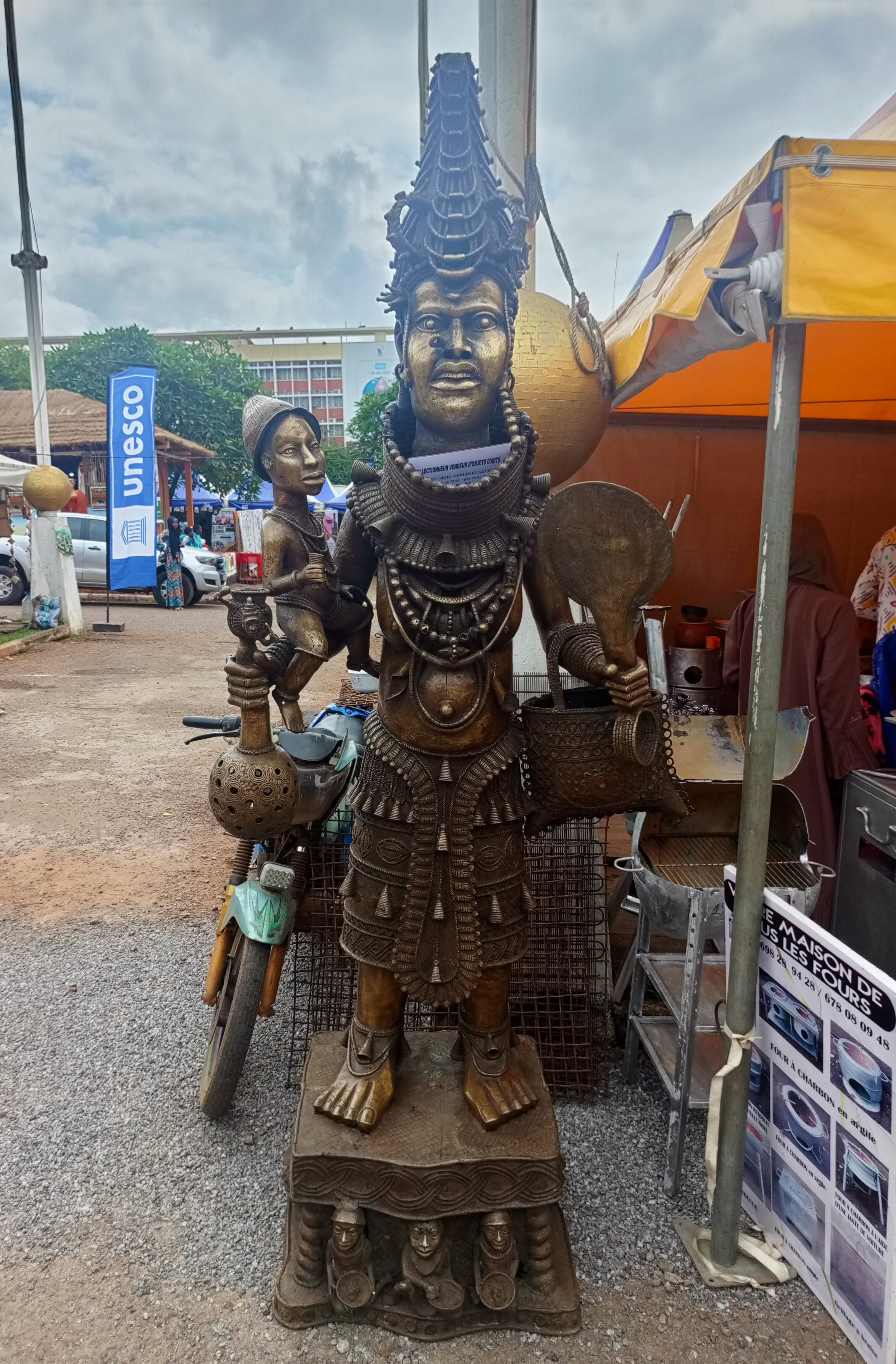 Benin Nigeria bronze statue,