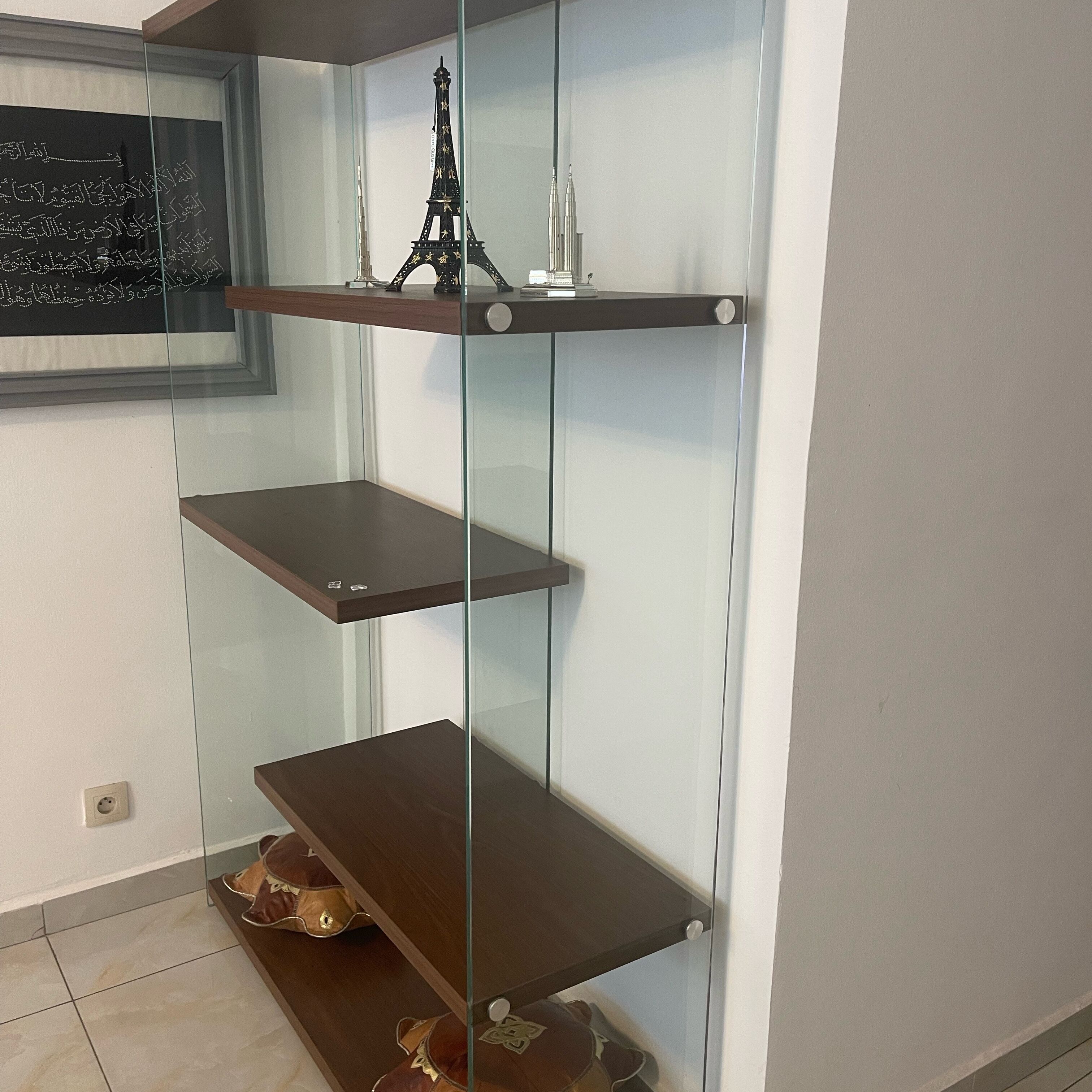 Wooden glass shelf