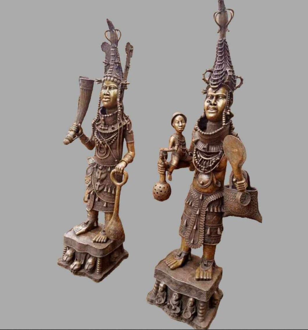 Benin Nigeria bronze statue,