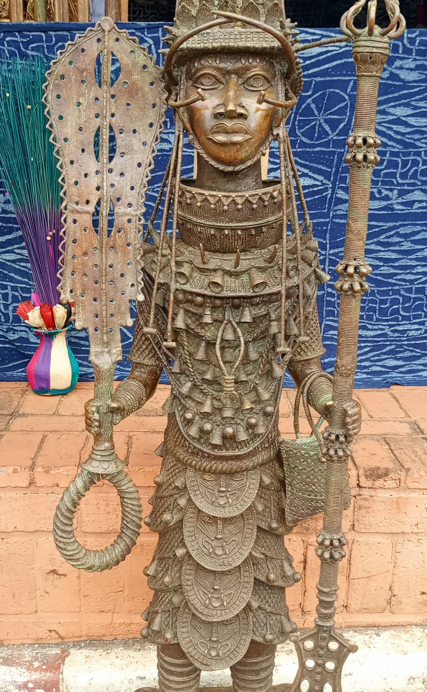 Benin Nigeria bronze statue,