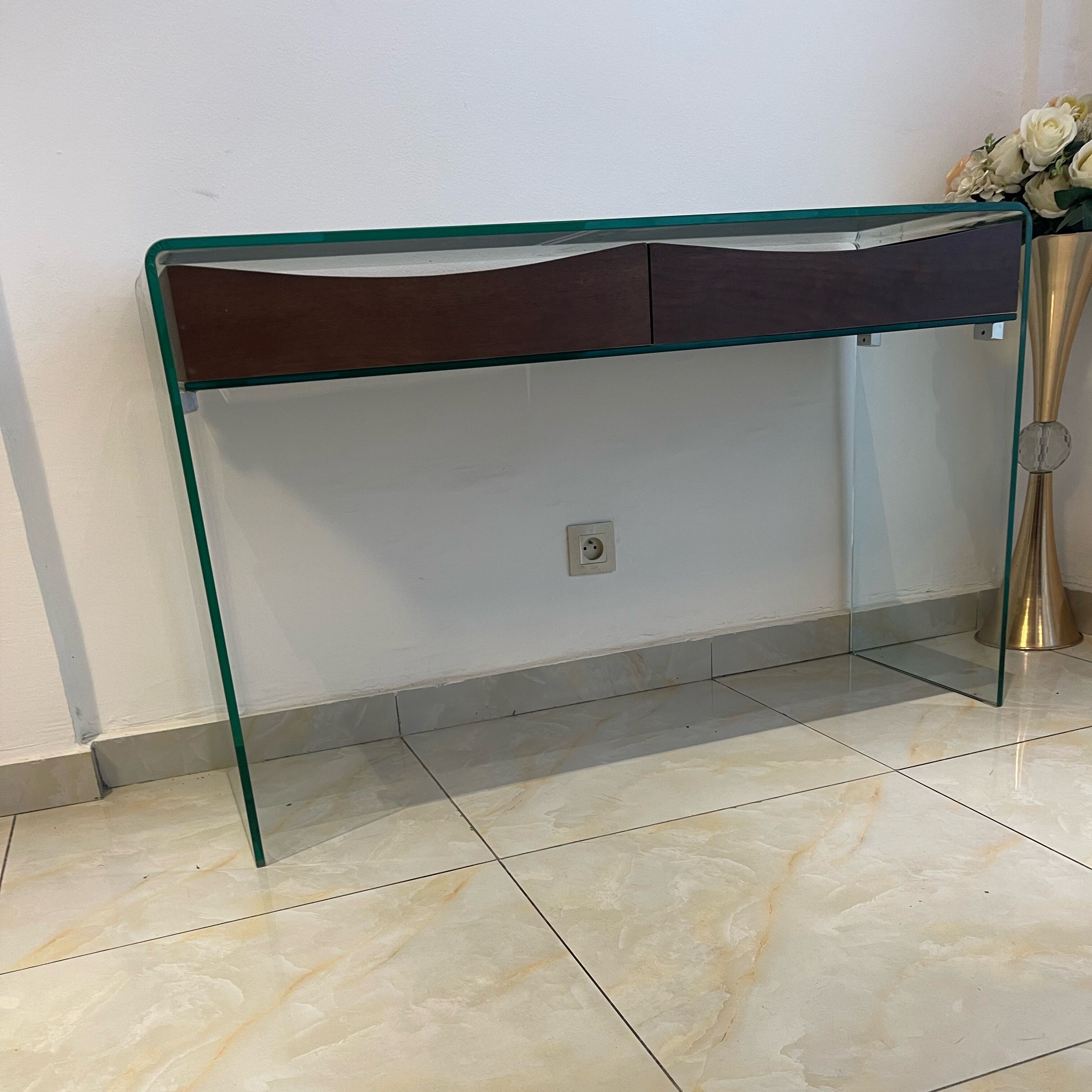 glass and wood buffet cabinet