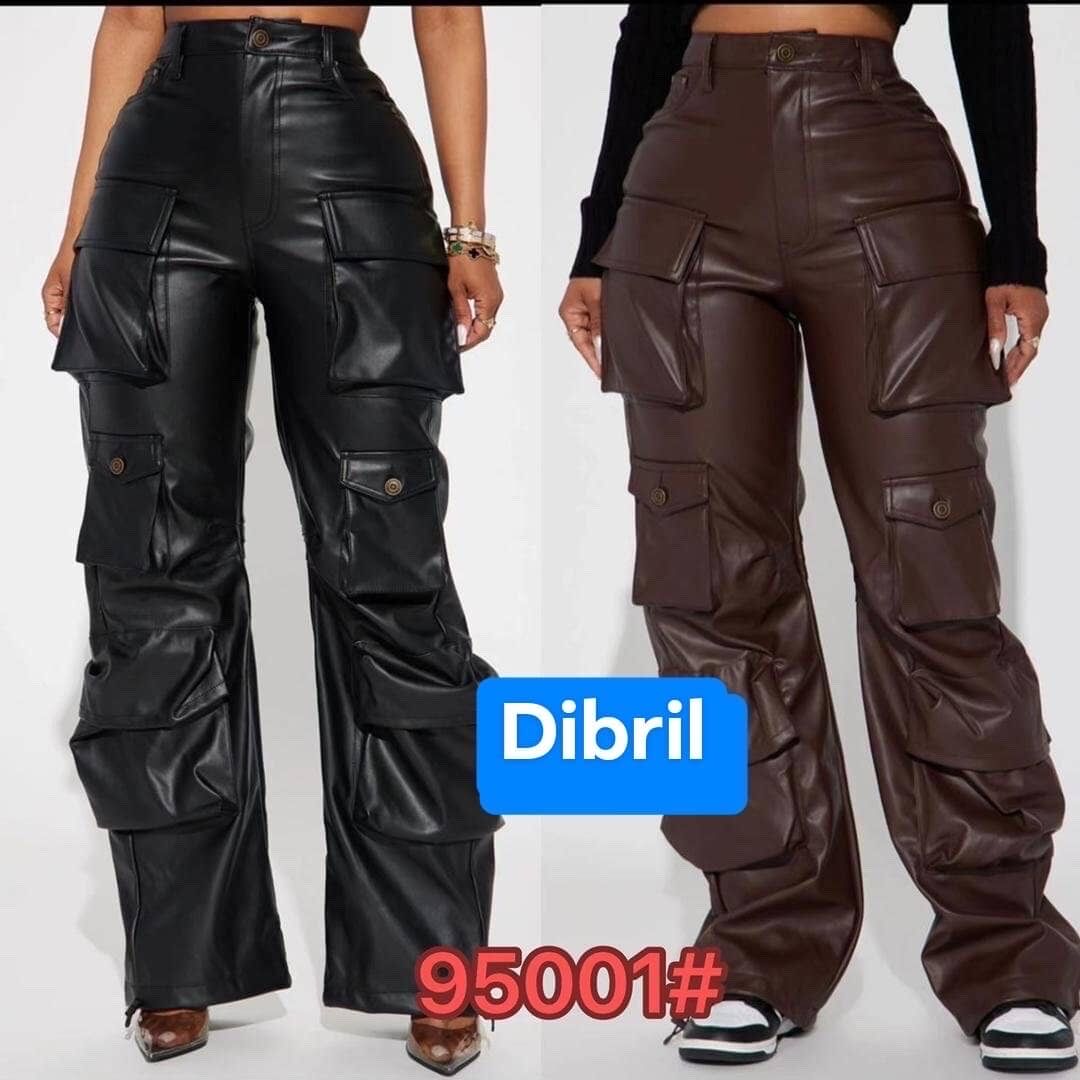 Cargo leather trousers